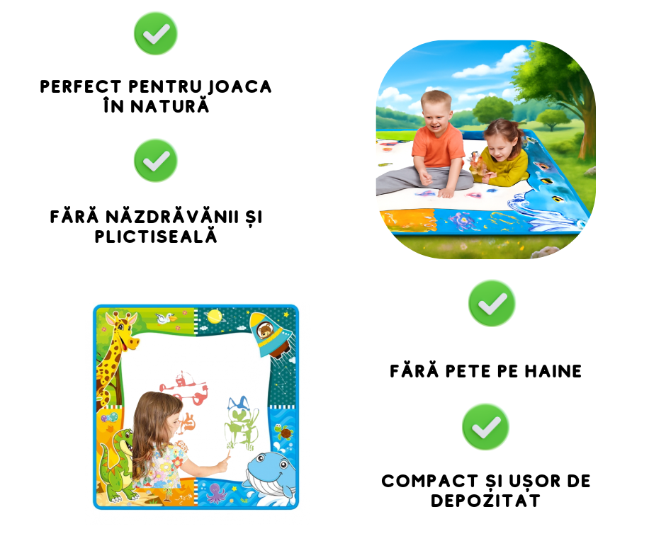 Covoraș pentru desen cu apă - Desenează fară mizerie!